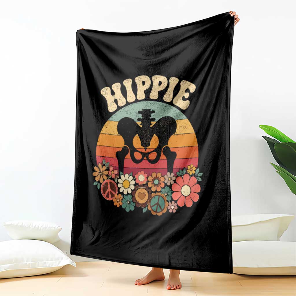 Hip Replacement Recovery Throw Blanket Hippie 70s Retro Sunset Floral Anatomy Graphic TS10 Print Your Wear