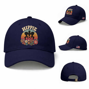 Hip Replacement Recovery Baseball Cap Hippie 70s Retro Sunset Floral Anatomy Graphic TS10 Baseball Cap Universal Fit Dark Blue Print Your Wear