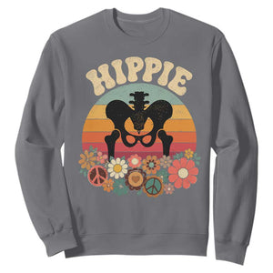 Hip Replacement Recovery Sweatshirt Hippie 70s Retro Sunset Floral Anatomy Graphic TS10 Charcoal Print Your Wear