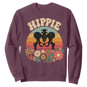 Hip Replacement Recovery Sweatshirt Hippie 70s Retro Sunset Floral Anatomy Graphic TS10 Maroon Print Your Wear