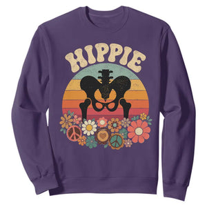 Hip Replacement Recovery Sweatshirt Hippie 70s Retro Sunset Floral Anatomy Graphic TS10 Purple Print Your Wear