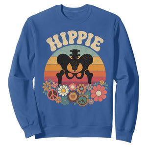 Hip Replacement Recovery Sweatshirt Hippie 70s Retro Sunset Floral Anatomy Graphic TS10 Royal Blue Print Your Wear