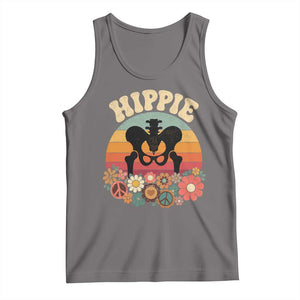 Hip Replacement Recovery Tank Top Hippie 70s Retro Sunset Floral Anatomy Graphic TS10 Deep Heather Print Your Wear