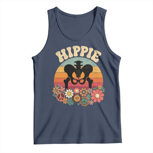 Hip Replacement Recovery Tank Top Hippie 70s Retro Sunset Floral Anatomy Graphic TS10 Navy Print Your Wear