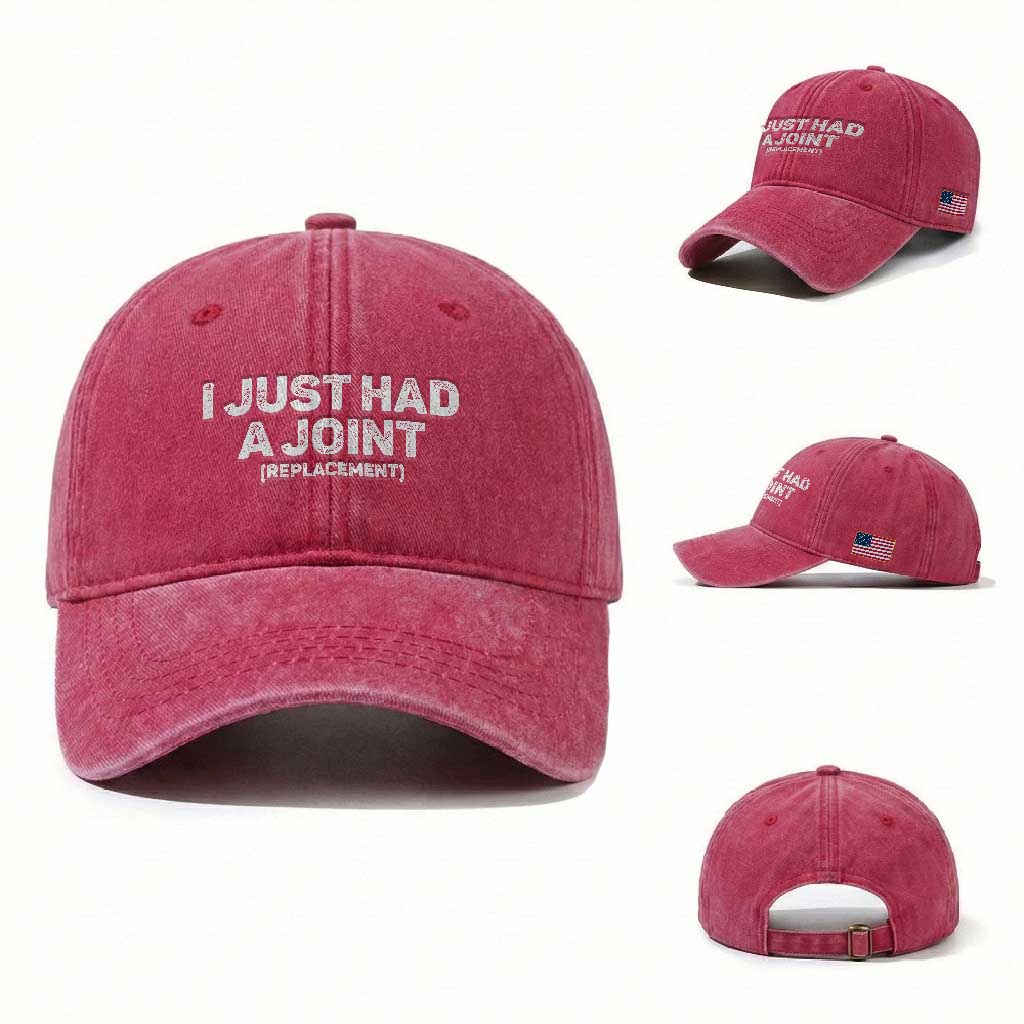 Funny After Surgery Washed Cotton Baseball Cap I Just had a Joint Hip Shoulder Knee Replacement TS10 Washed Cap Universal Fit Red Print Your Wear
