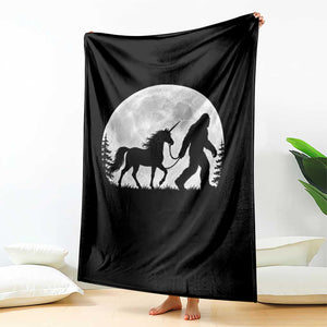 Bigfoot Walking Unicorn Throw Blanket Full Moon Sasquatch Fantasy Forest Silhouette TS10 Print Your Wear