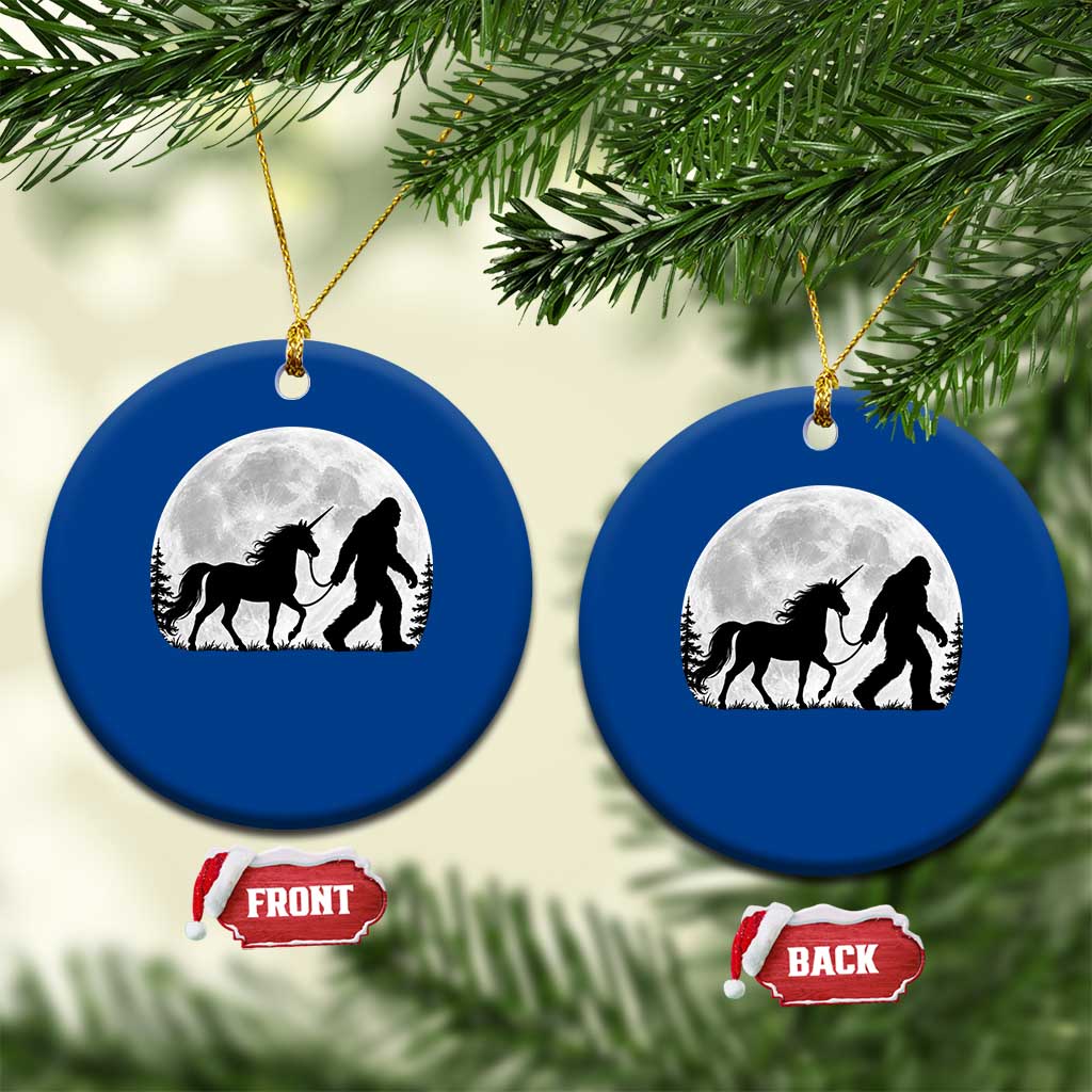 Bigfoot Walking Unicorn Ceramic Ornament Full Moon Sasquatch Fantasy Forest Silhouette TS10 1pc Blue Print Your Wear