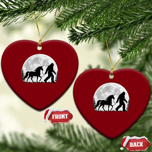 Bigfoot Walking Unicorn Ceramic Ornament Full Moon Sasquatch Fantasy Forest Silhouette TS10 Print Your Wear