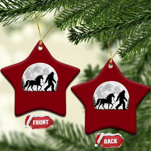Bigfoot Walking Unicorn Ceramic Ornament Full Moon Sasquatch Fantasy Forest Silhouette TS10 Print Your Wear