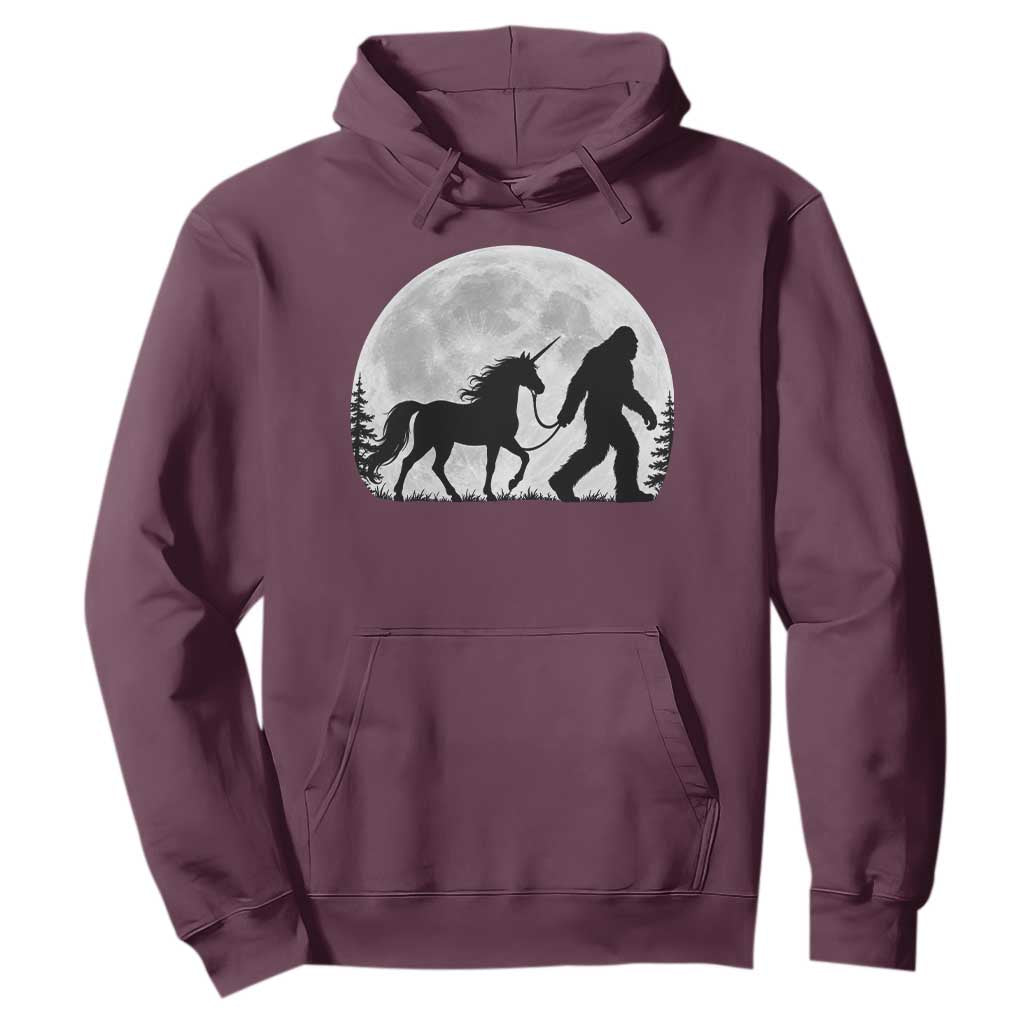 Bigfoot Walking Unicorn Hoodie Full Moon Sasquatch Fantasy Forest Silhouette TS10 Maroon Print Your Wear