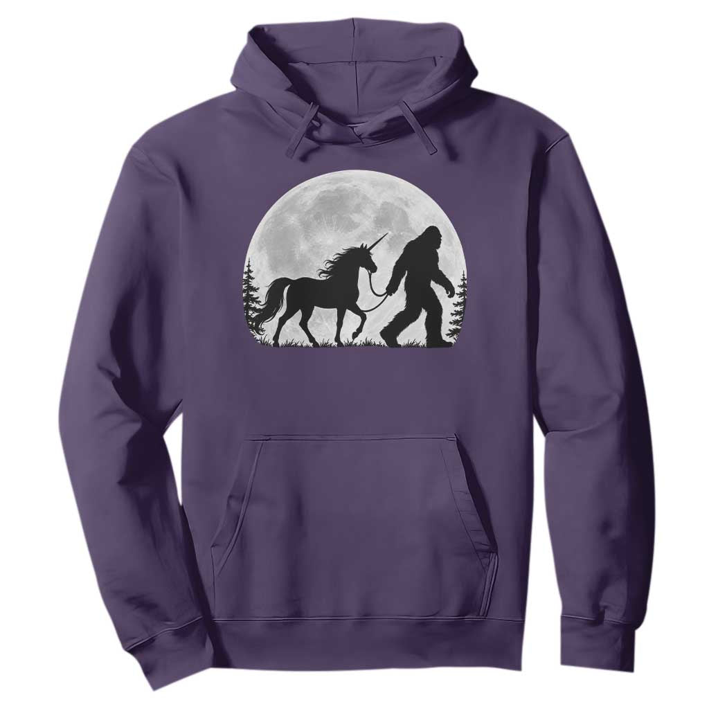 Bigfoot Walking Unicorn Hoodie Full Moon Sasquatch Fantasy Forest Silhouette TS10 Purple Print Your Wear