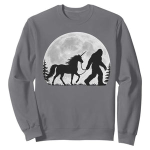 Bigfoot Walking Unicorn Sweatshirt Full Moon Sasquatch Fantasy Forest Silhouette TS10 Charcoal Print Your Wear