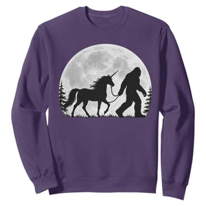 Bigfoot Walking Unicorn Sweatshirt Full Moon Sasquatch Fantasy Forest Silhouette TS10 Purple Print Your Wear