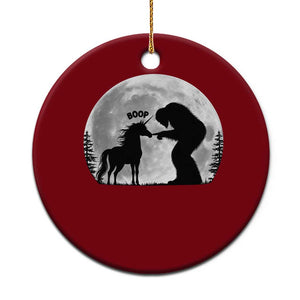 Bigfoot Boop Unicorn Ceramic Ornament Funny Sasquatch Full Moon Fantasy Forest Silhouette TS10 1pc Red Print Your Wear