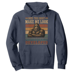 Does This Make Me Look Professionally Developed Funny Bigfoot Hoodie Sasquatch Retro Humor TS10 Navy Print Your Wear