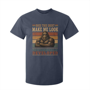 Does This Make Me Look Professionally Developed Funny Bigfoot T Shirt For Kid Sasquatch Retro Humor TS10 Navy Print Your Wear