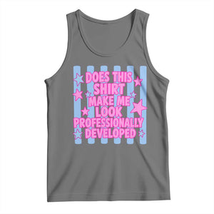 Does This Make Me Look Professionally Developed Tank Top Funny Retro Groovy Pink Graphic TS10 Black Heather Print Your Wear