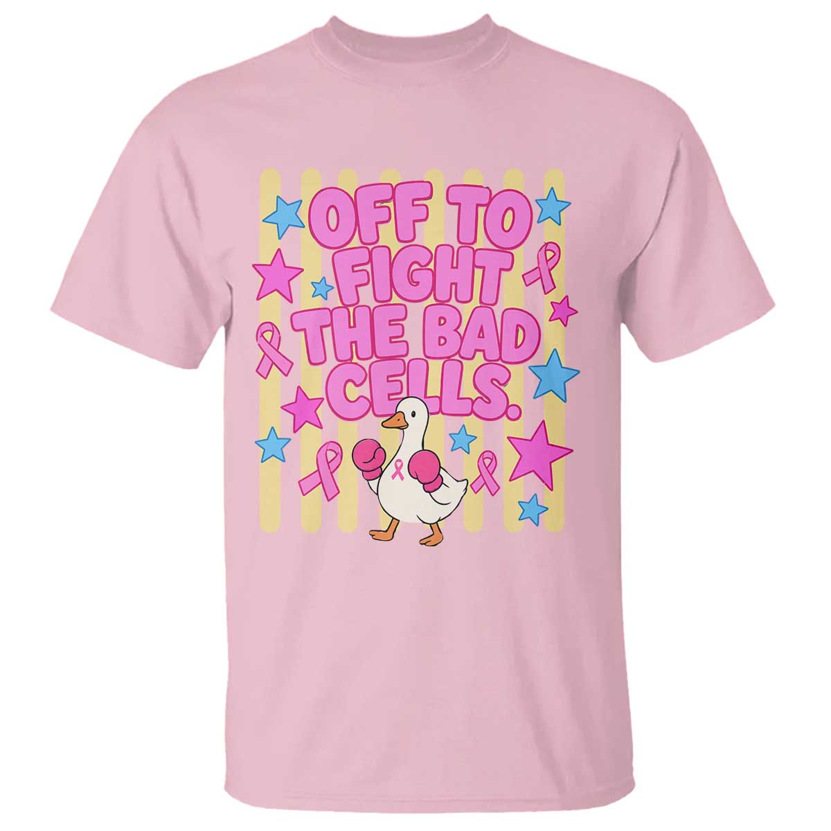 Off To Fight The Bad Cells Breast Cancer Awareness Goose T Shirt Cute Boxing Pink Ribbon Survivor Fighter Chemo Support
