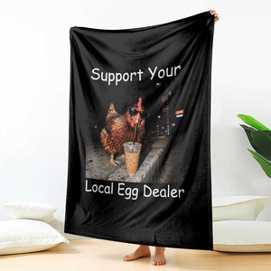 Support Local Dealer Chicken Farmer Throw Blanket Funny Animal Graphic Chicken Drinking Iced Coffee TS10 Print Your Wear
