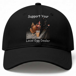 Support Local Dealer Chicken Farmer Baseball Cap Funny Animal Graphic Chicken Drinking Iced Coffee TS10 Print Your Wear