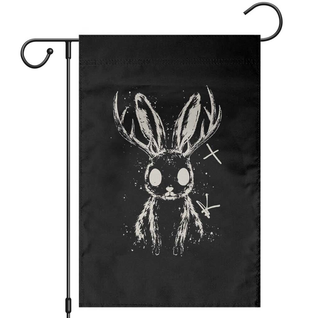 Creepy Cute Jackalope Garden Flag Gothic Spooky Horned Rabbit Graphic