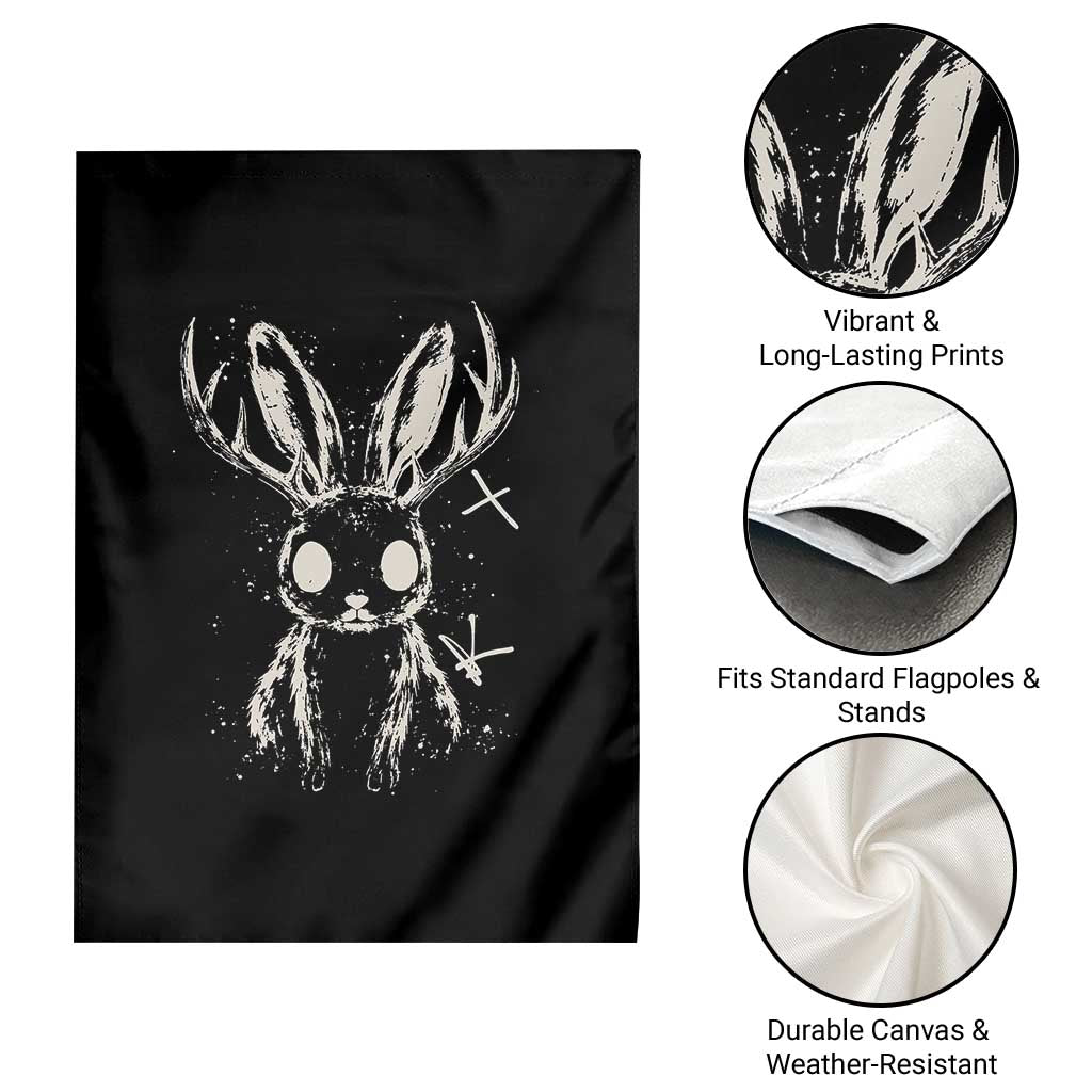 Creepy Cute Jackalope Garden Flag Gothic Spooky Horned Rabbit Graphic