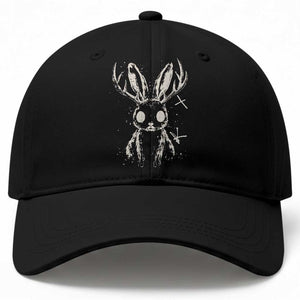 Creepy Cute Jackalope Baseball Cap Gothic Spooky Horned Rabbit Graphic