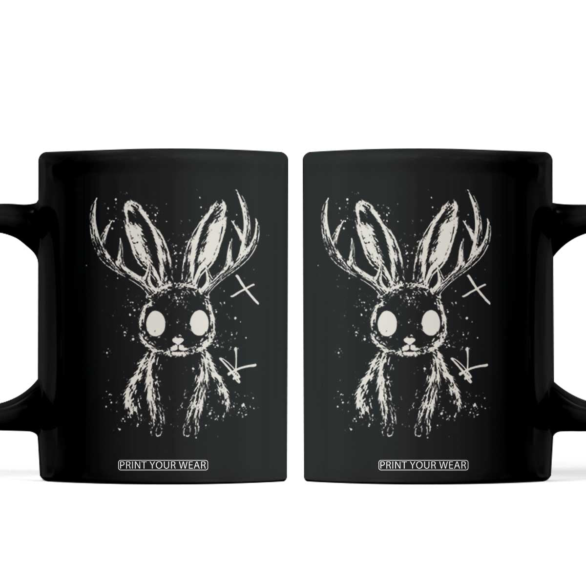Creepy Cute Jackalope Coffee Mug Gothic Spooky Horned Rabbit Graphic