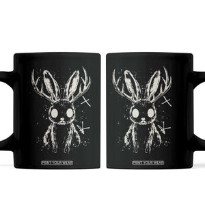 Creepy Cute Jackalope Coffee Mug Gothic Spooky Horned Rabbit Graphic
