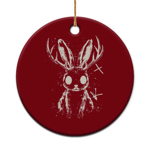 Creepy Cute Jackalope Ceramic Ornament Gothic Spooky Horned Rabbit Graphic