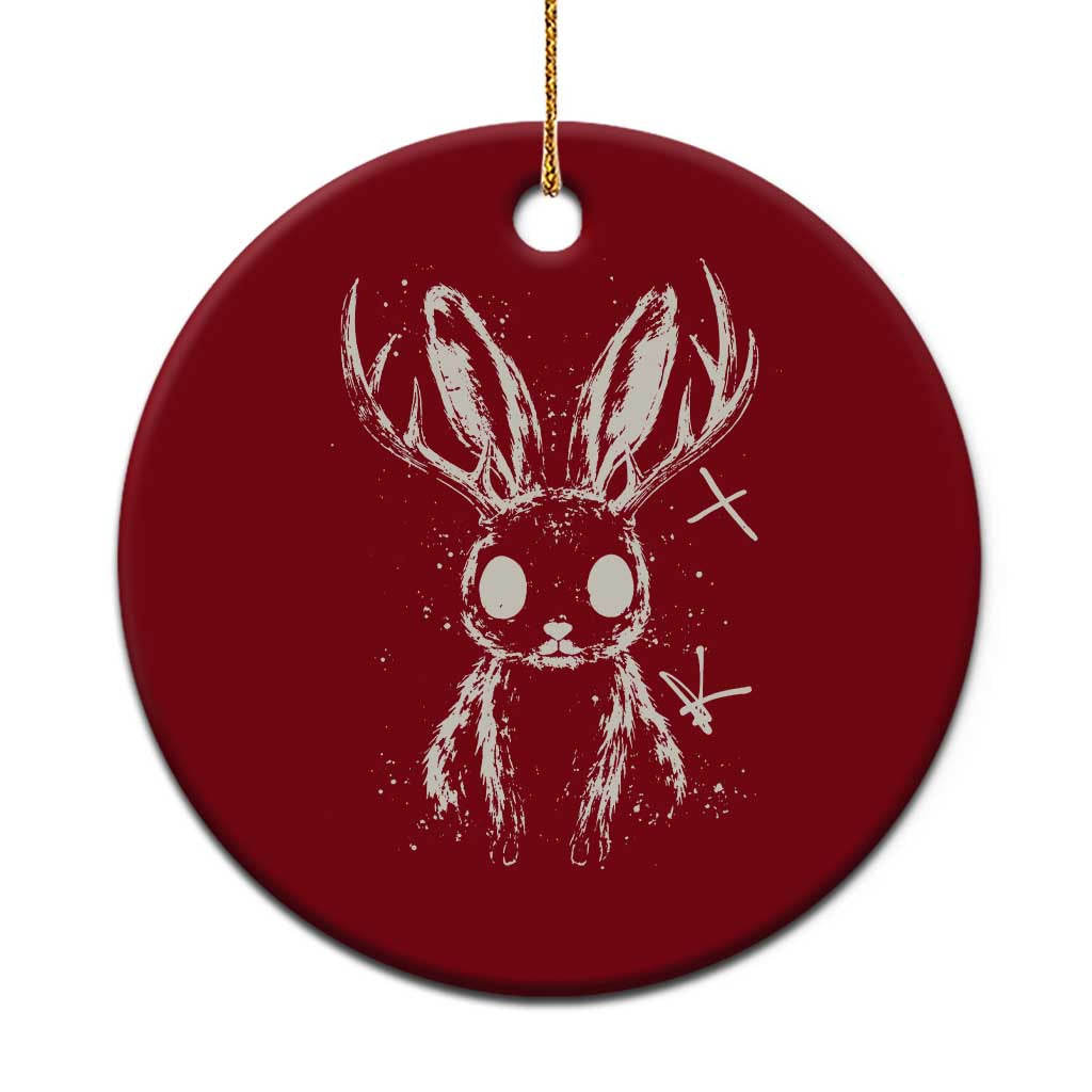Creepy Cute Jackalope Ceramic Ornament Gothic Spooky Horned Rabbit Graphic
