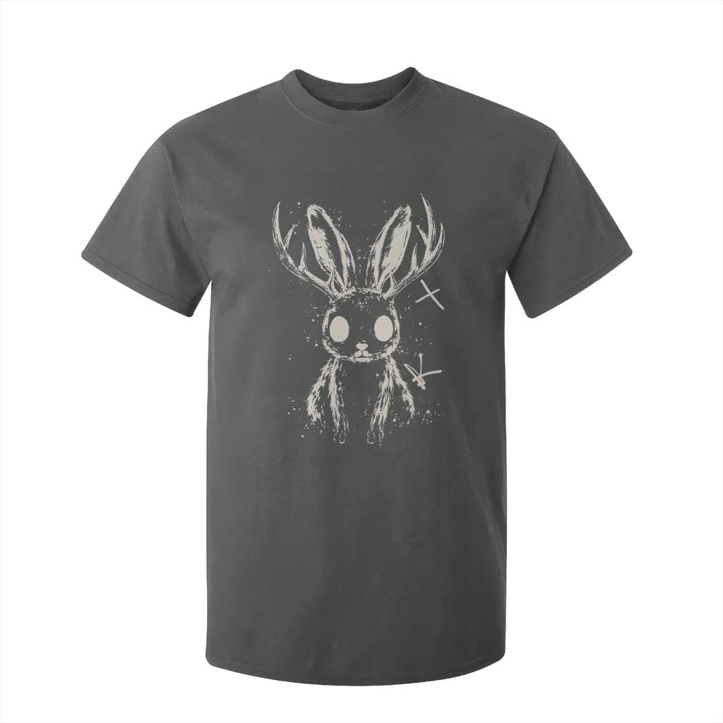 Creepy Cute Jackalope T Shirt For Kid Gothic Spooky Horned Rabbit Graphic