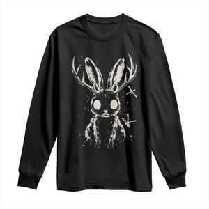 Creepy Cute Jackalope Long Sleeve Shirt Gothic Spooky Horned Rabbit Graphic