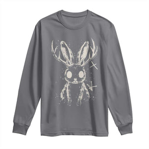 Creepy Cute Jackalope Long Sleeve Shirt Gothic Spooky Horned Rabbit Graphic