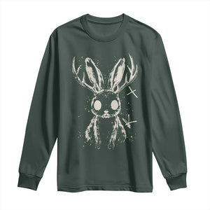 Creepy Cute Jackalope Long Sleeve Shirt Gothic Spooky Horned Rabbit Graphic
