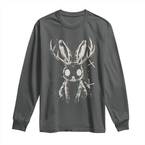 Creepy Cute Jackalope Long Sleeve Shirt Gothic Spooky Horned Rabbit Graphic