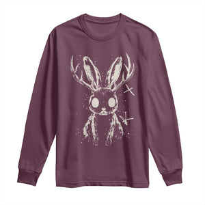 Creepy Cute Jackalope Long Sleeve Shirt Gothic Spooky Horned Rabbit Graphic