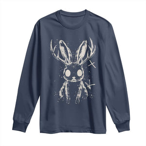 Creepy Cute Jackalope Long Sleeve Shirt Gothic Spooky Horned Rabbit Graphic