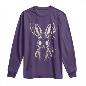 Creepy Cute Jackalope Long Sleeve Shirt Gothic Spooky Horned Rabbit Graphic
