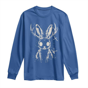 Creepy Cute Jackalope Long Sleeve Shirt Gothic Spooky Horned Rabbit Graphic