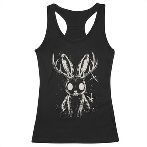 Creepy Cute Jackalope Racerback Tank Top Gothic Spooky Horned Rabbit Graphic
