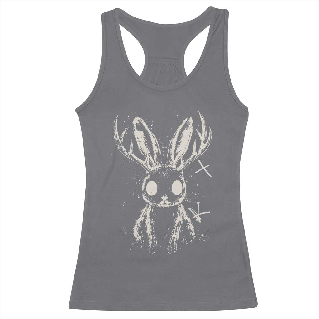 Creepy Cute Jackalope Racerback Tank Top Gothic Spooky Horned Rabbit Graphic