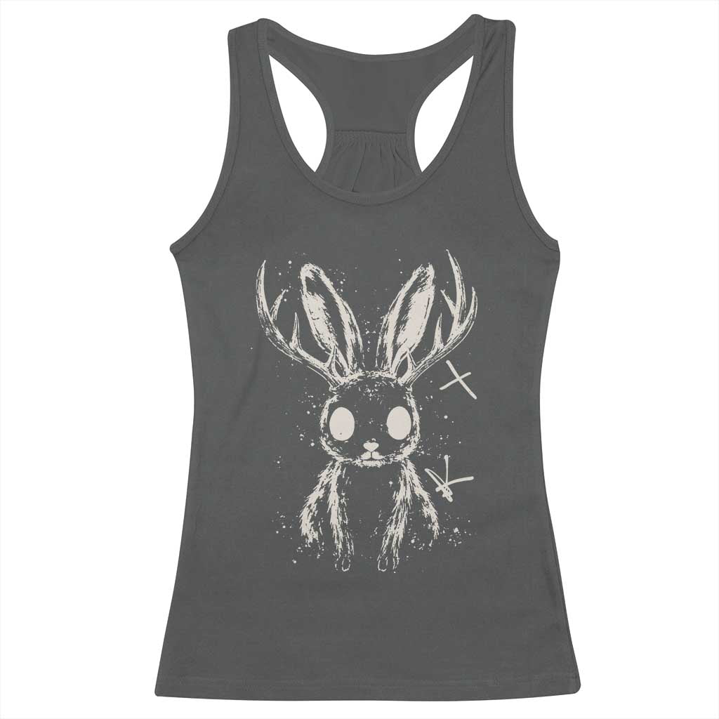 Creepy Cute Jackalope Racerback Tank Top Gothic Spooky Horned Rabbit Graphic