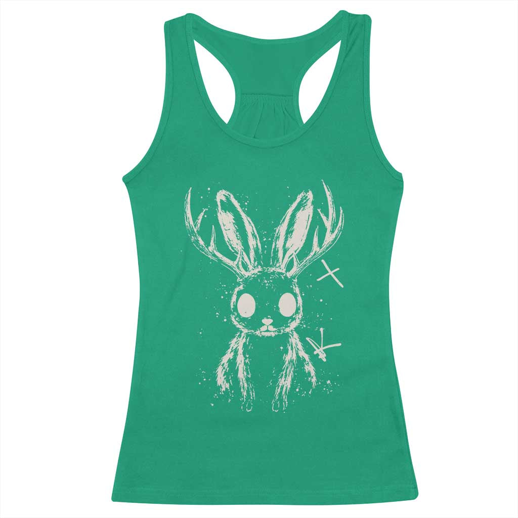 Creepy Cute Jackalope Racerback Tank Top Gothic Spooky Horned Rabbit Graphic
