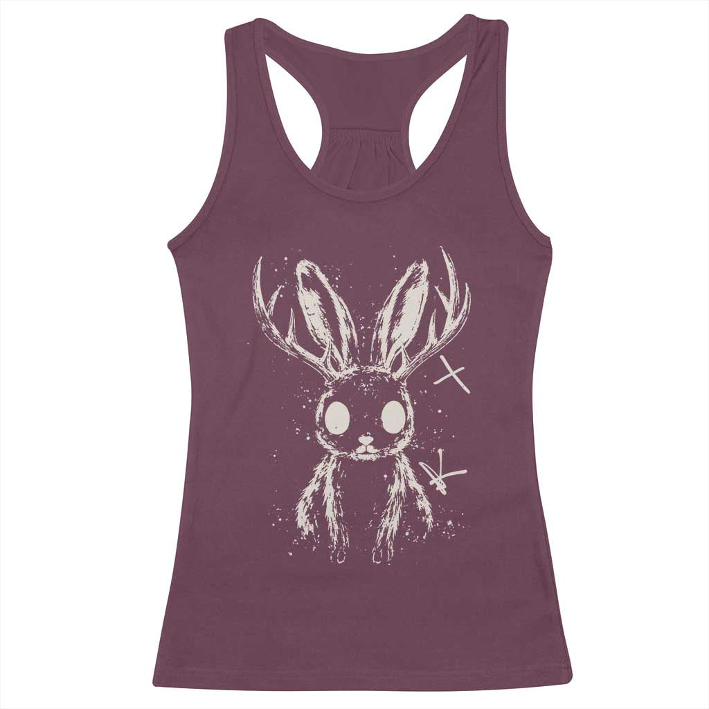 Creepy Cute Jackalope Racerback Tank Top Gothic Spooky Horned Rabbit Graphic