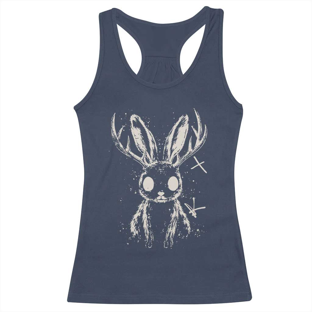 Creepy Cute Jackalope Racerback Tank Top Gothic Spooky Horned Rabbit Graphic