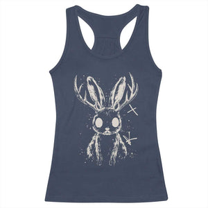 Creepy Cute Jackalope Racerback Tank Top Gothic Spooky Horned Rabbit Graphic