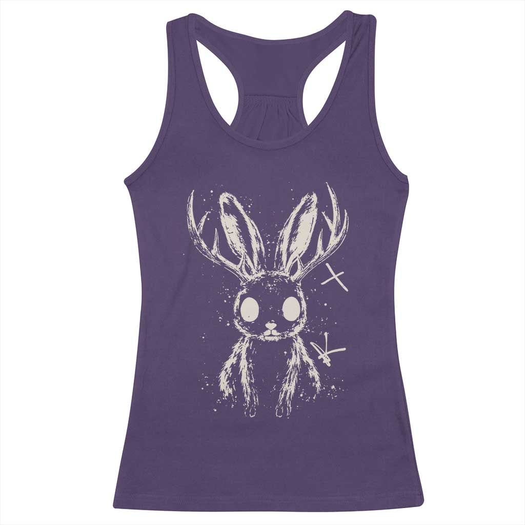 Creepy Cute Jackalope Racerback Tank Top Gothic Spooky Horned Rabbit Graphic