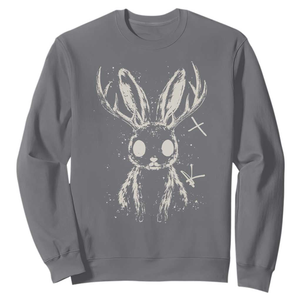 Creepy Cute Jackalope Sweatshirt Gothic Spooky Horned Rabbit Graphic