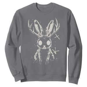 Creepy Cute Jackalope Sweatshirt Gothic Spooky Horned Rabbit Graphic